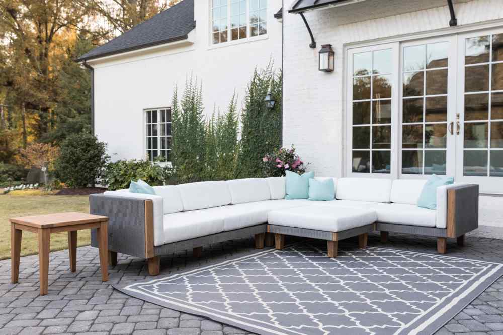 Lloyd Flanders Teak Square Tapered Leg Outdoor End Table