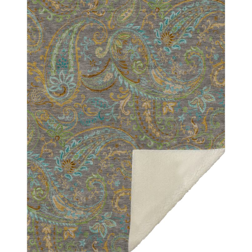 Paisley Taupe Washable Indoor-Outdoor Rug