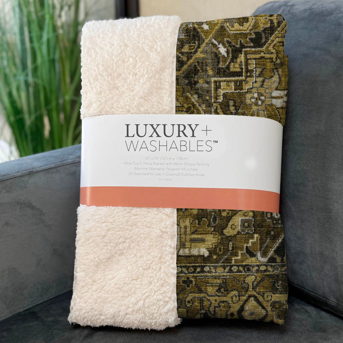 Oriental Brown Washable Indoor-Outdoor Rug