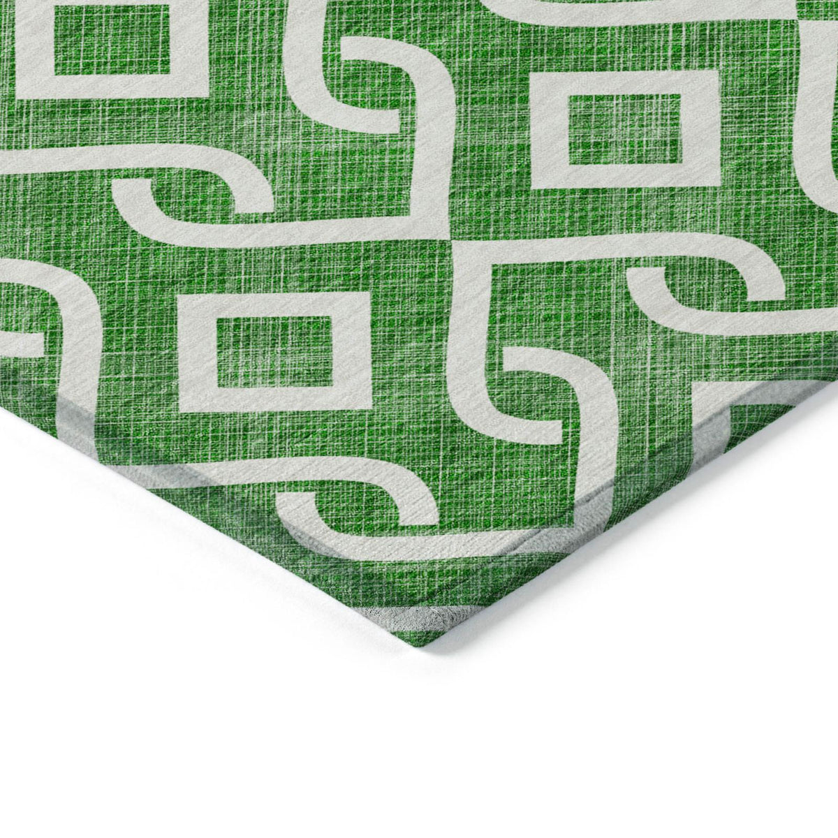 Offset Stripes Emerald Washable Indoor-Outdoor Rug