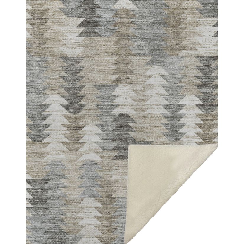 Angled Checks Taupe Washable Indoor-Outdoor Rug