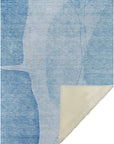 Modern Blue Washable Indoor-Outdoor Rug