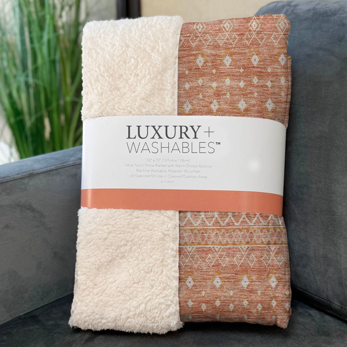 Boho Salmon Washable Indoor-Outdoor Rug