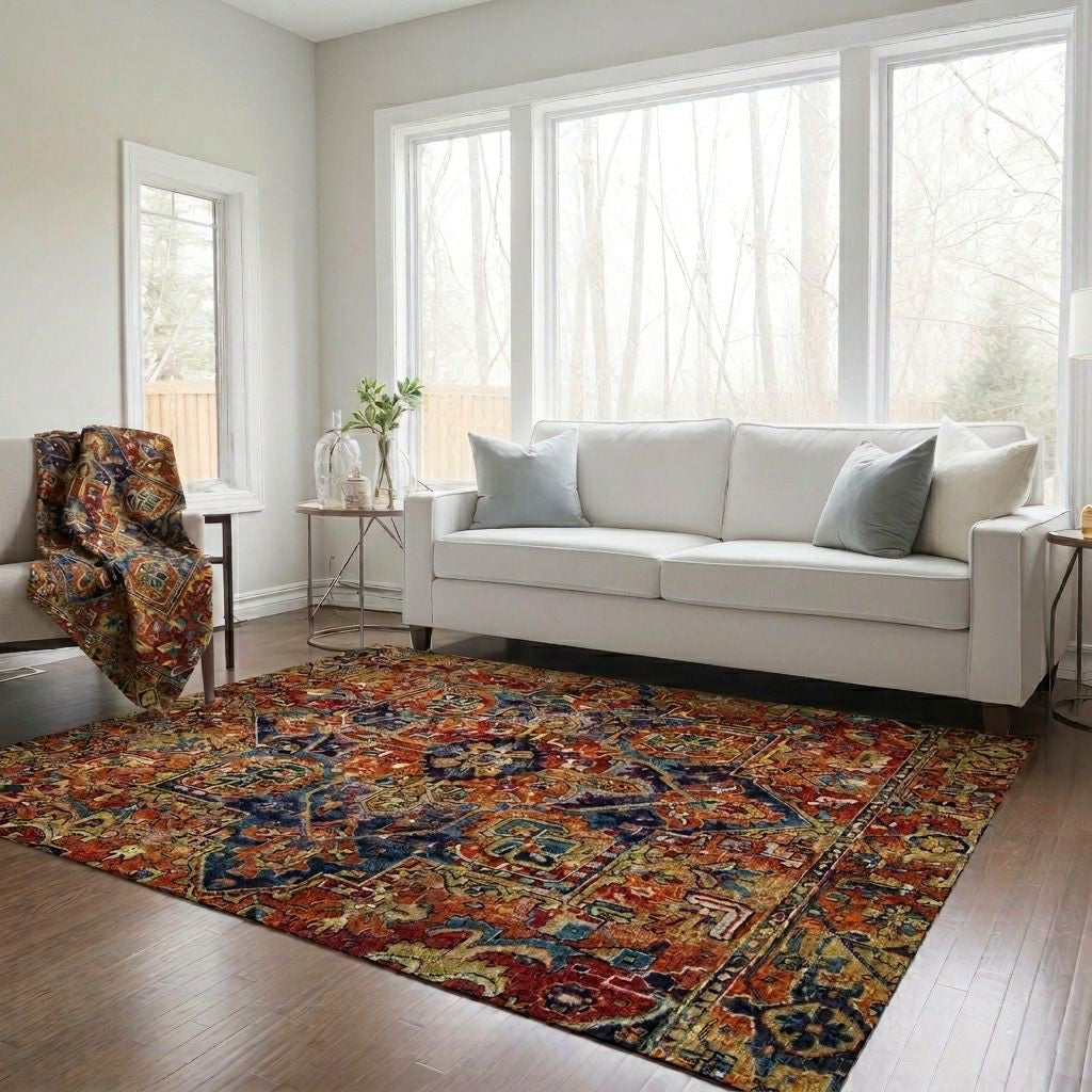 Oriental Paprika Indoor-Outdoor Rug with Matching Throw -- view 2