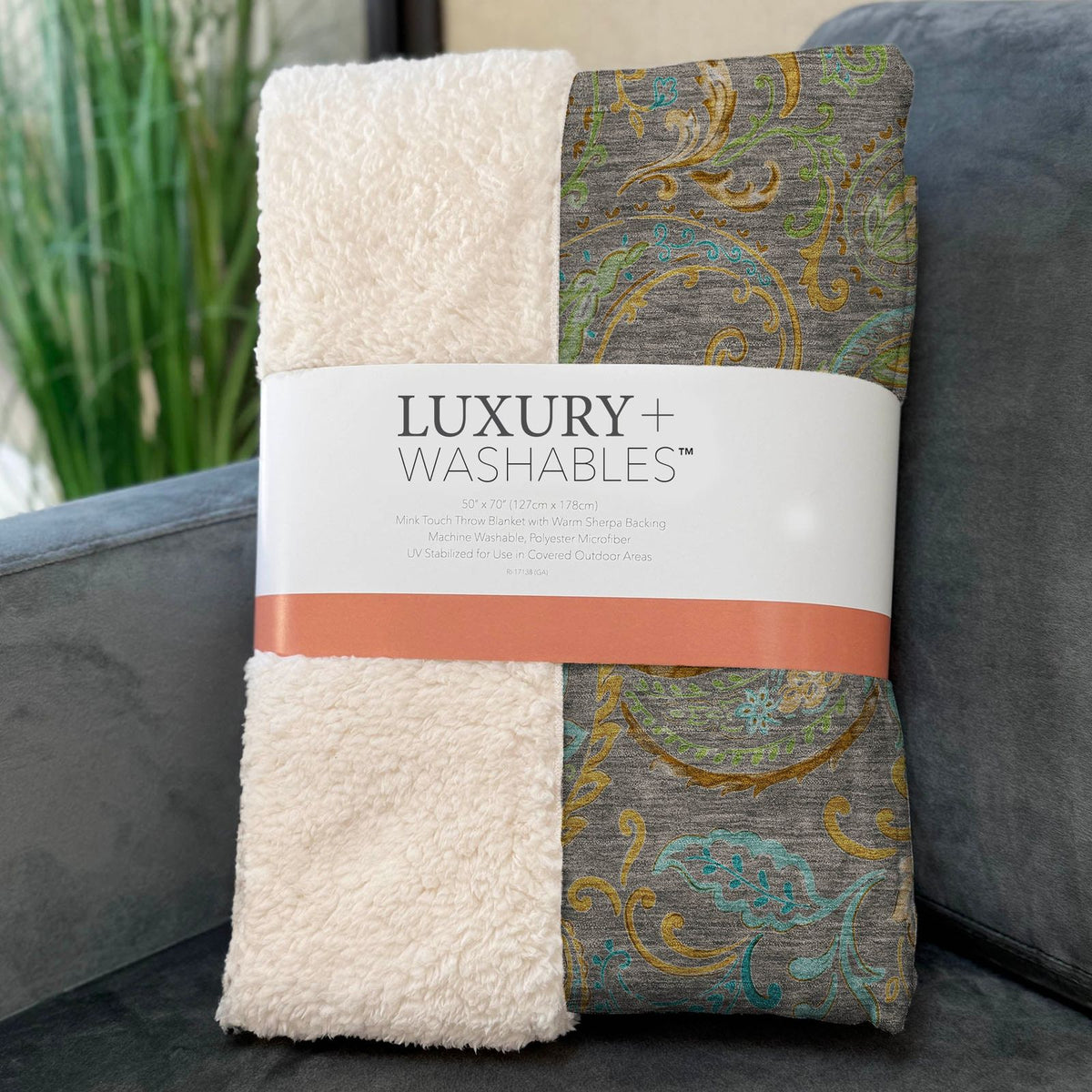 Paisley Taupe Washable Indoor-Outdoor Rug