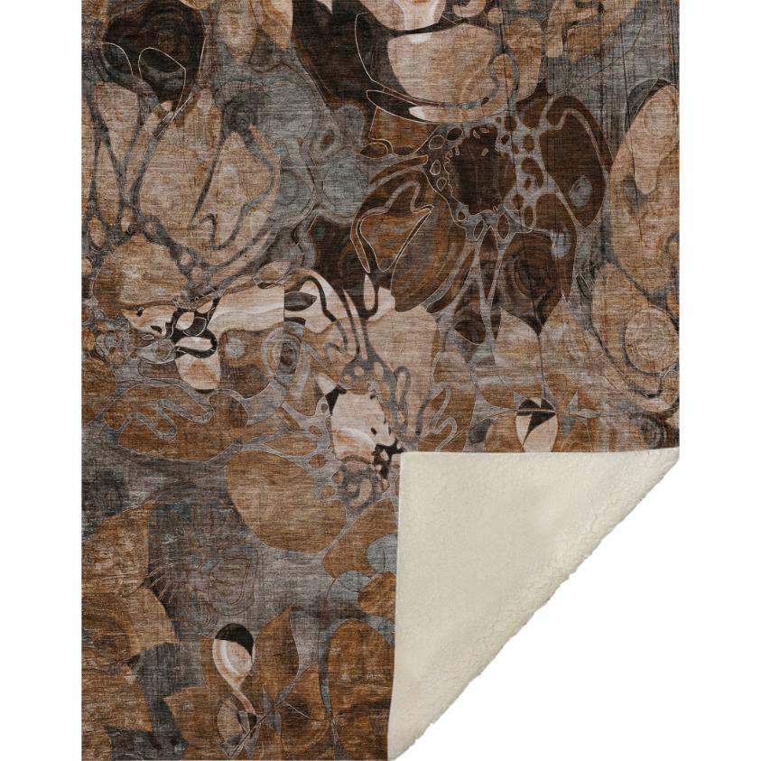 Floral Orange Washable Indoor-Outdoor Rug
