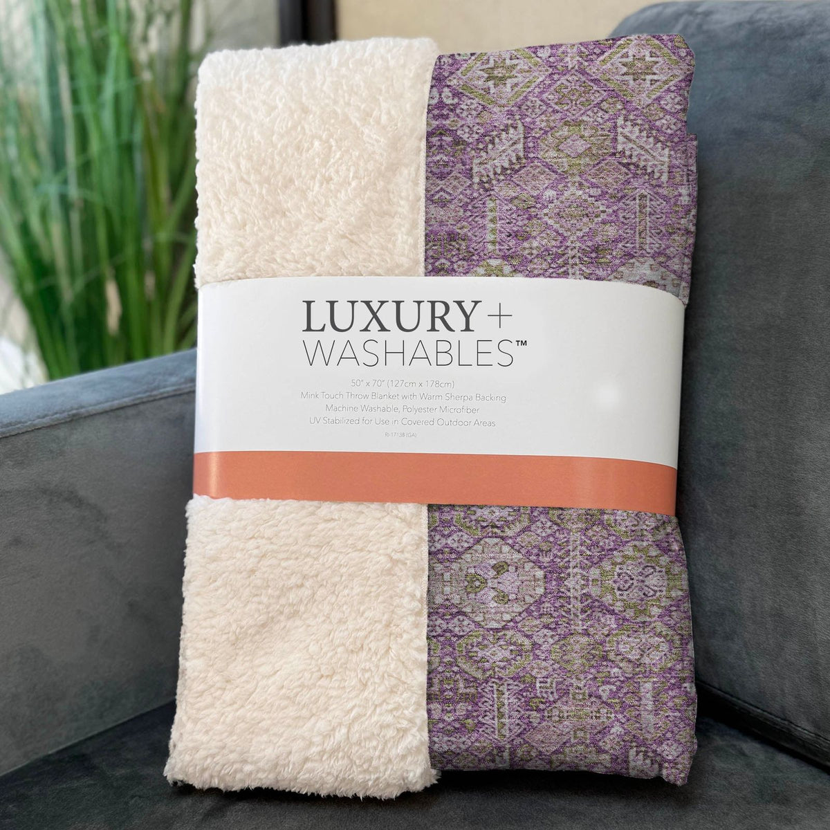 Bohemian Lavender Washable Indoor-Outdoor Rug