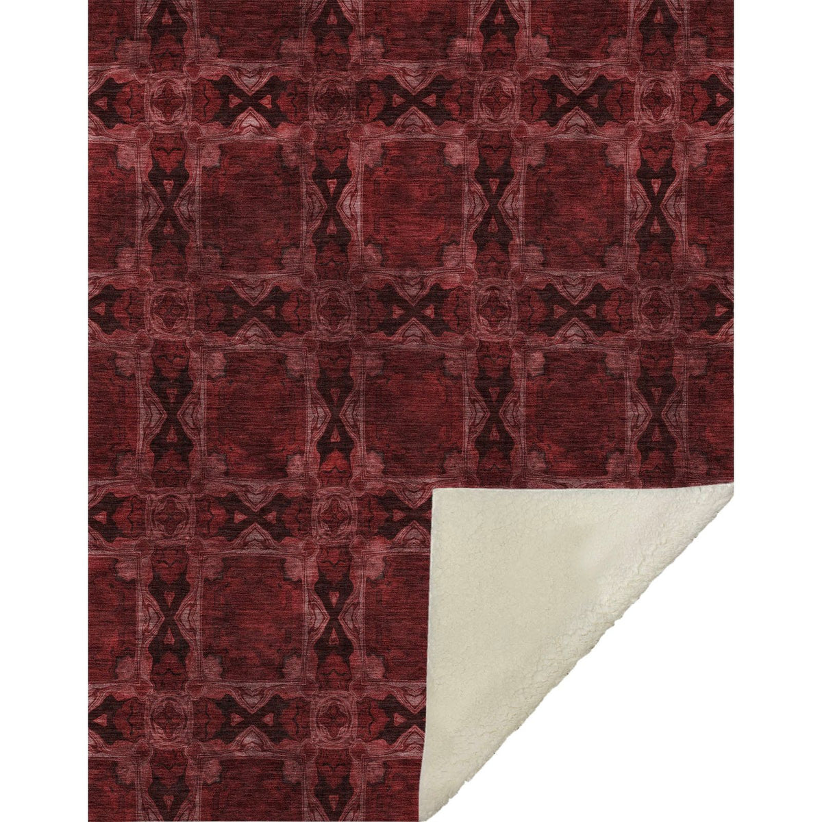 Panel Red Washable Indoor-Outdoor Rug