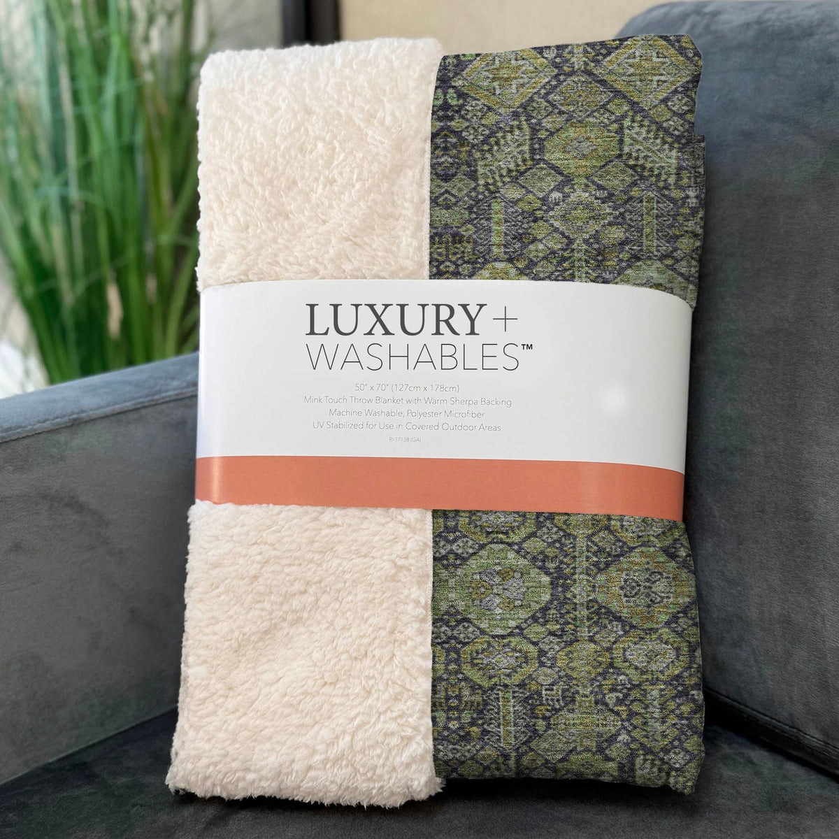 Bohemian Green Washable Indoor-Outdoor Rug