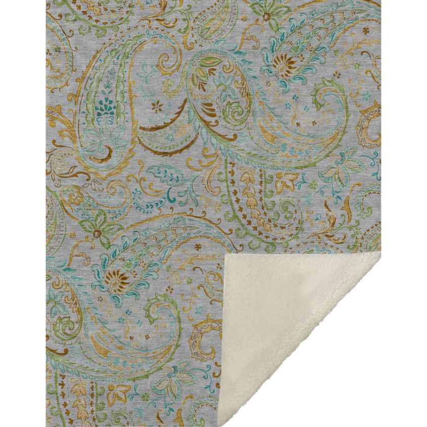 Paisley Grey Washable Indoor-Outdoor Rug