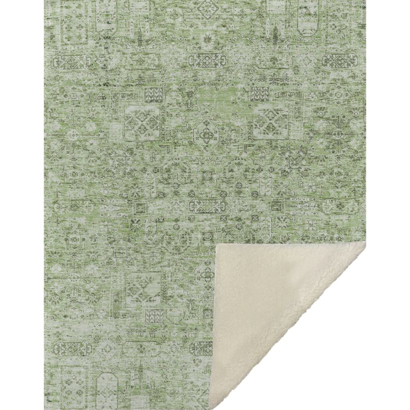 Parallel Bands Green Washable Indoor-Outdoor Rug