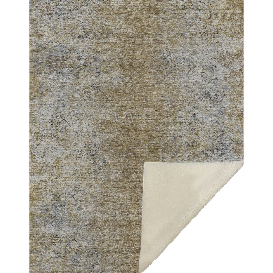 Vintage Brown Washable Indoor-Outdoor Rug