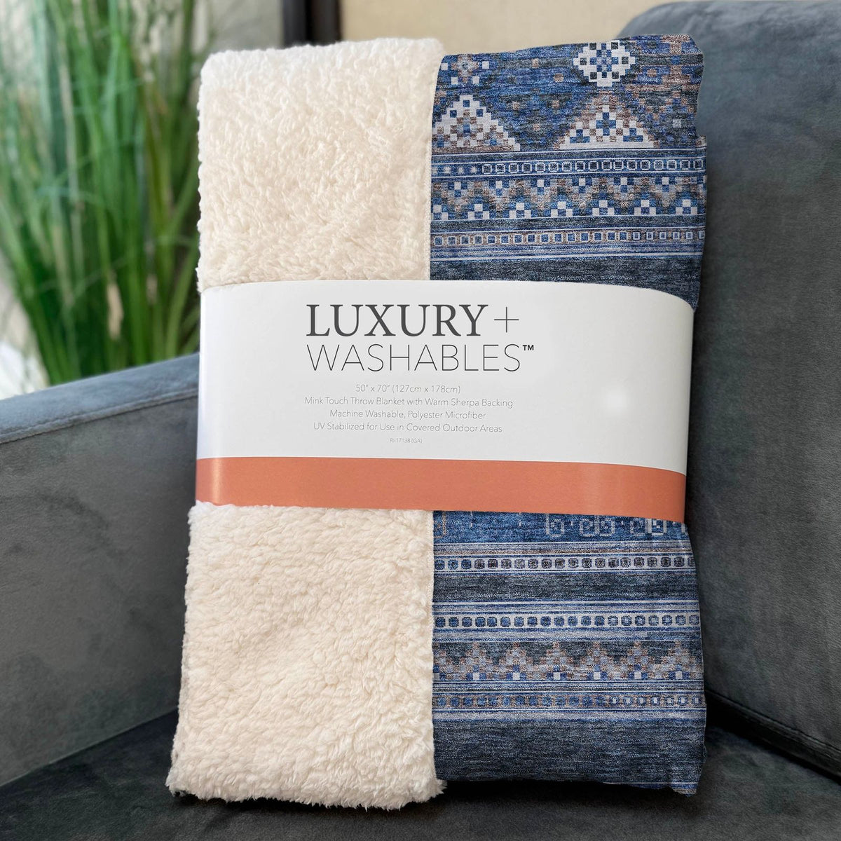 Southwest Blue Washable Indoor-Outdoor Rug