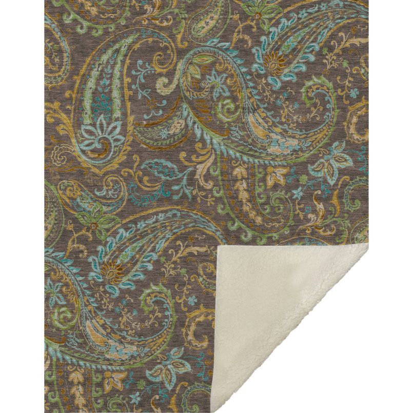 Paisley Brown Washable Indoor-Outdoor Rug
