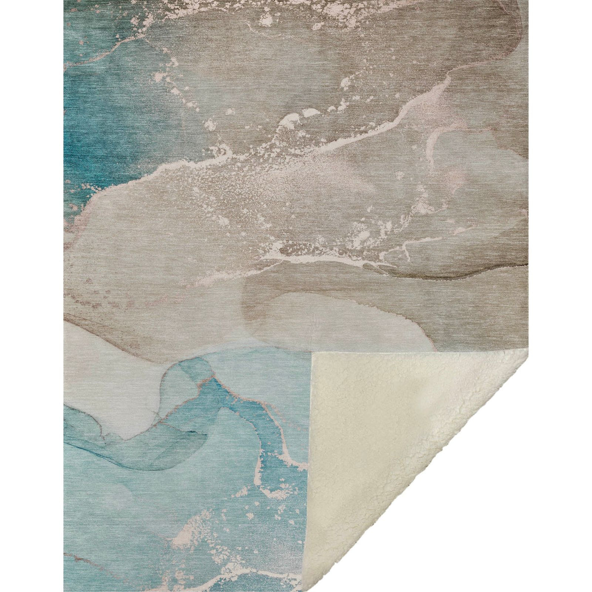 Muted Whispers Teal Washable Indoor-Outdoor Rug