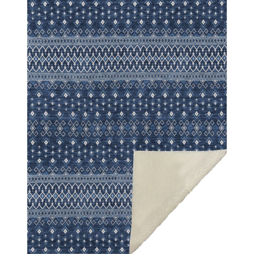 Lazy Rivers Blue Washable Indoor-Outdoor Rug