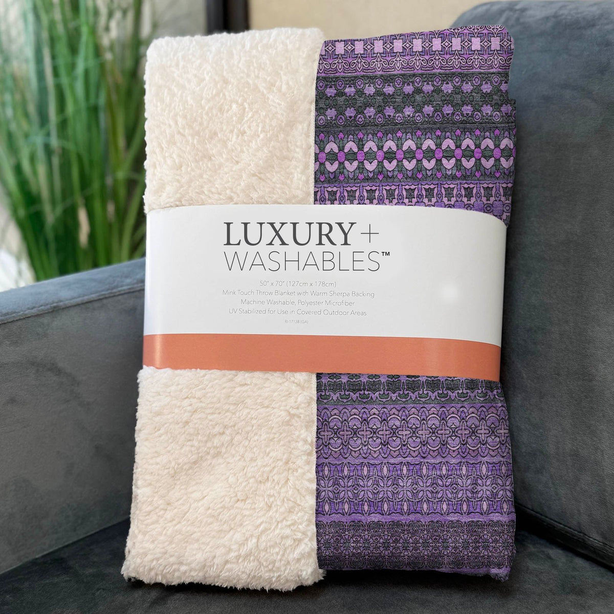 Stripes Purple Washable Indoor-Outdoor Rug