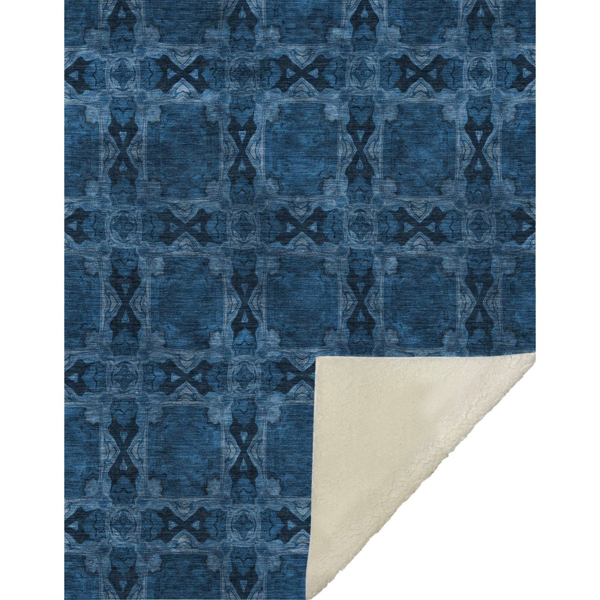 Panel Navy Washable Indoor-Outdoor Rug
