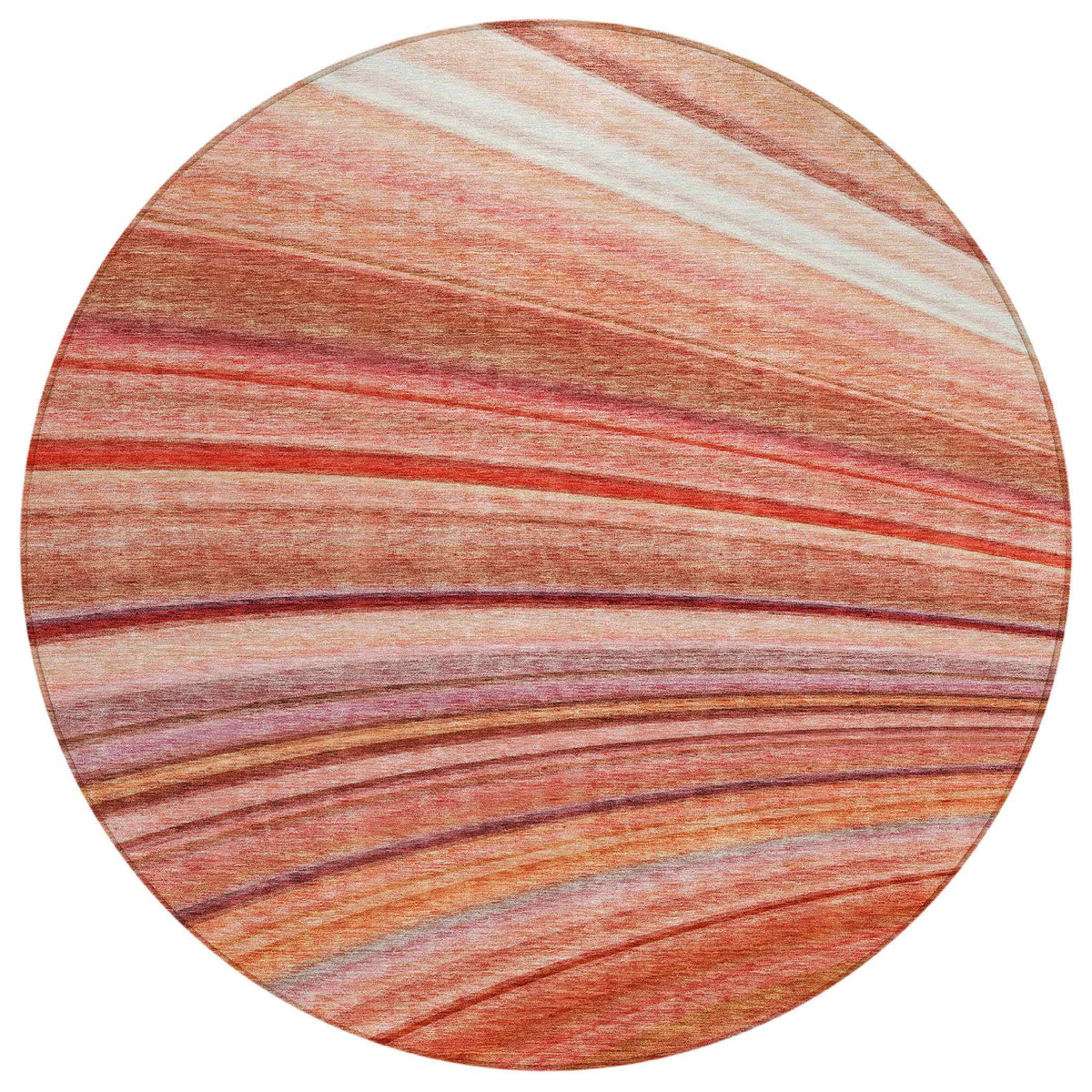 Waves Terracotta Washable Indoor-Outdoor Rug
