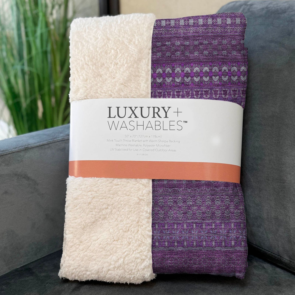 Stripes Eggplant Washable Indoor-Outdoor Rug