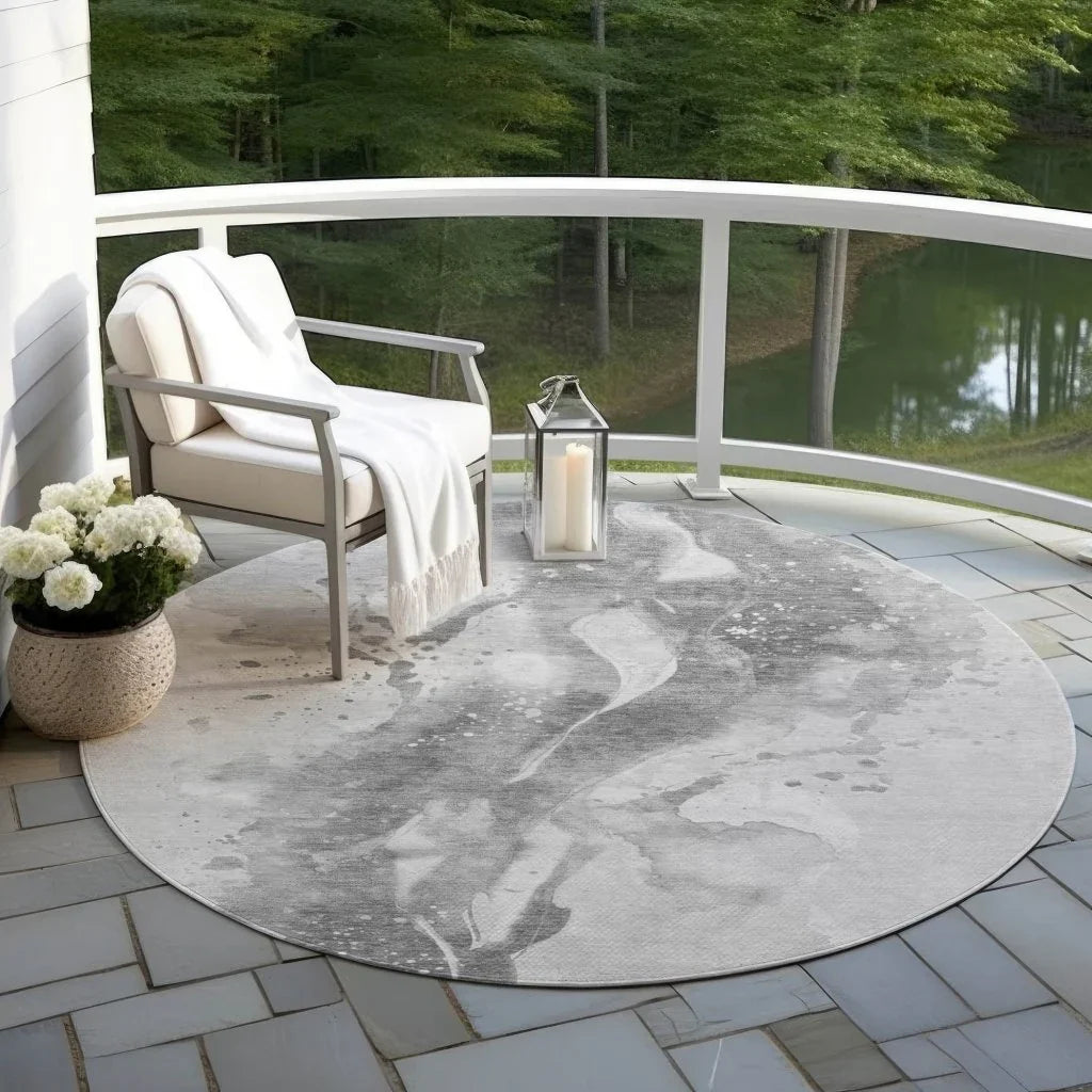 Serenza Gray Washable Indoor - Outdoor Rug - LOOMLAN - LOOMLAN Rugs - Outdoor Rugs