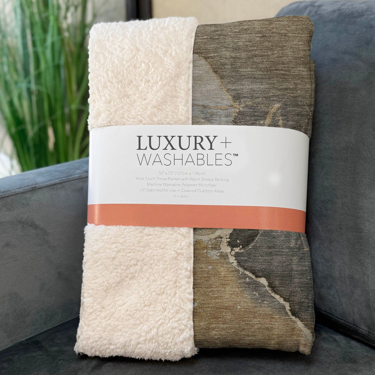 Muted Whispers Brown Washable Indoor-Outdoor Rug