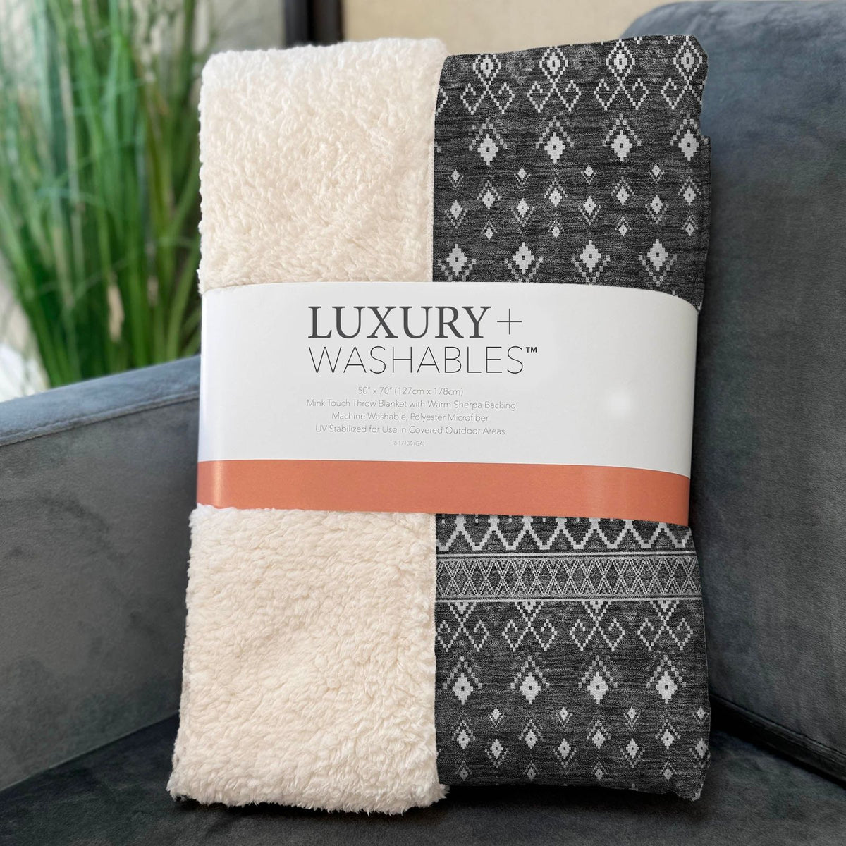Lazy Rivers Grey Washable Indoor-Outdoor Rug