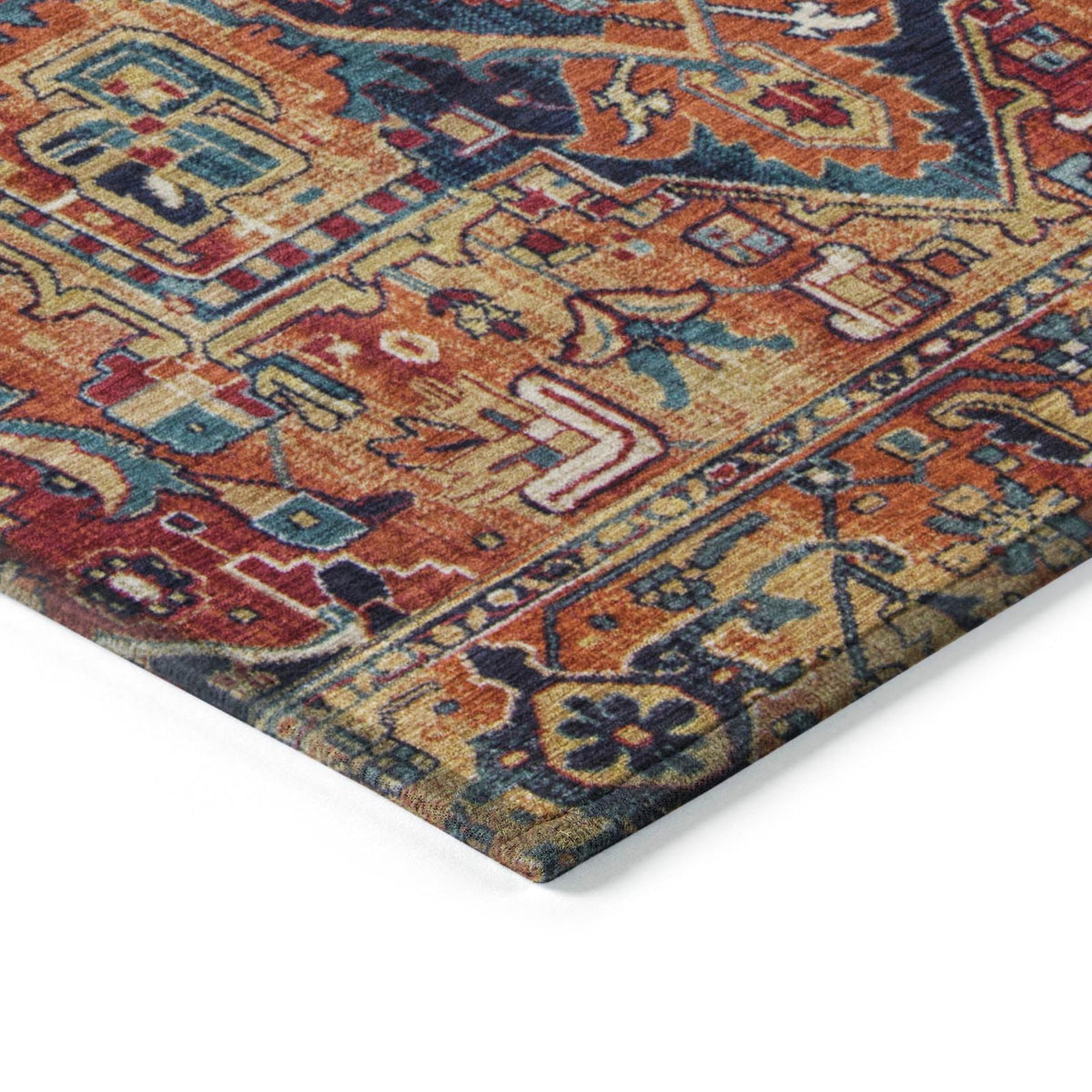Oriental Paprika Washable Indoor-Outdoor Rug