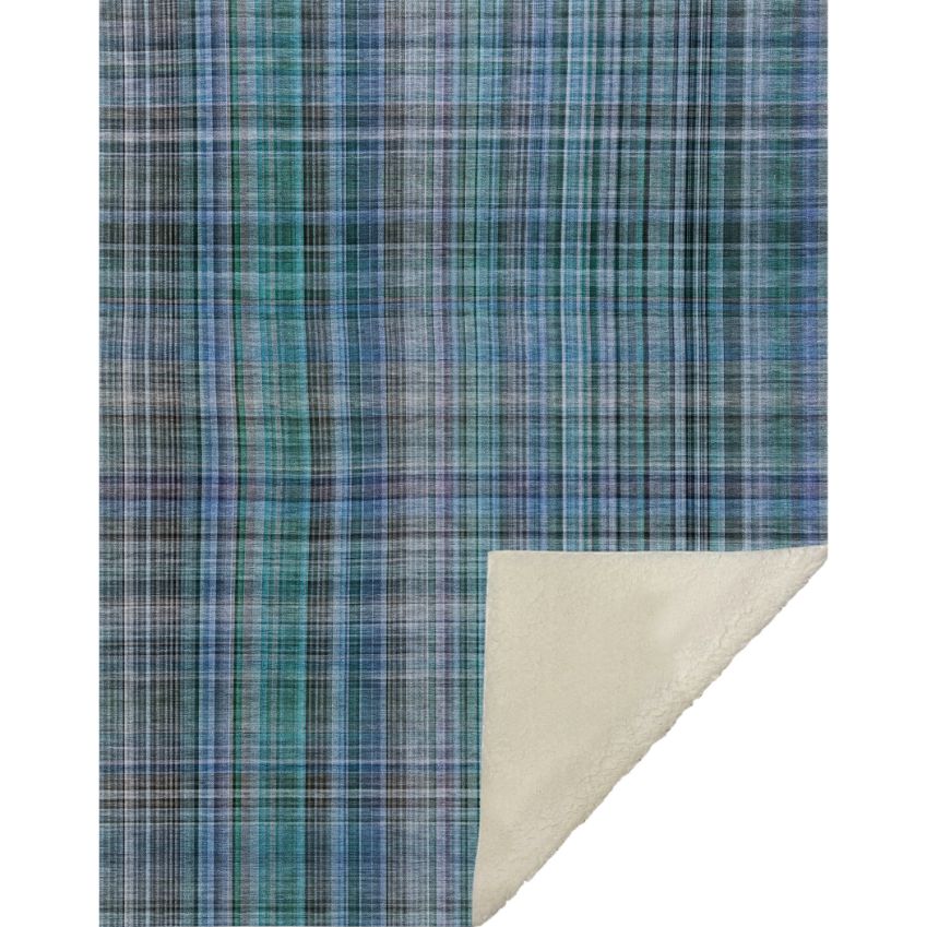 Plaid Teal Washable Indoor-Outdoor Rug