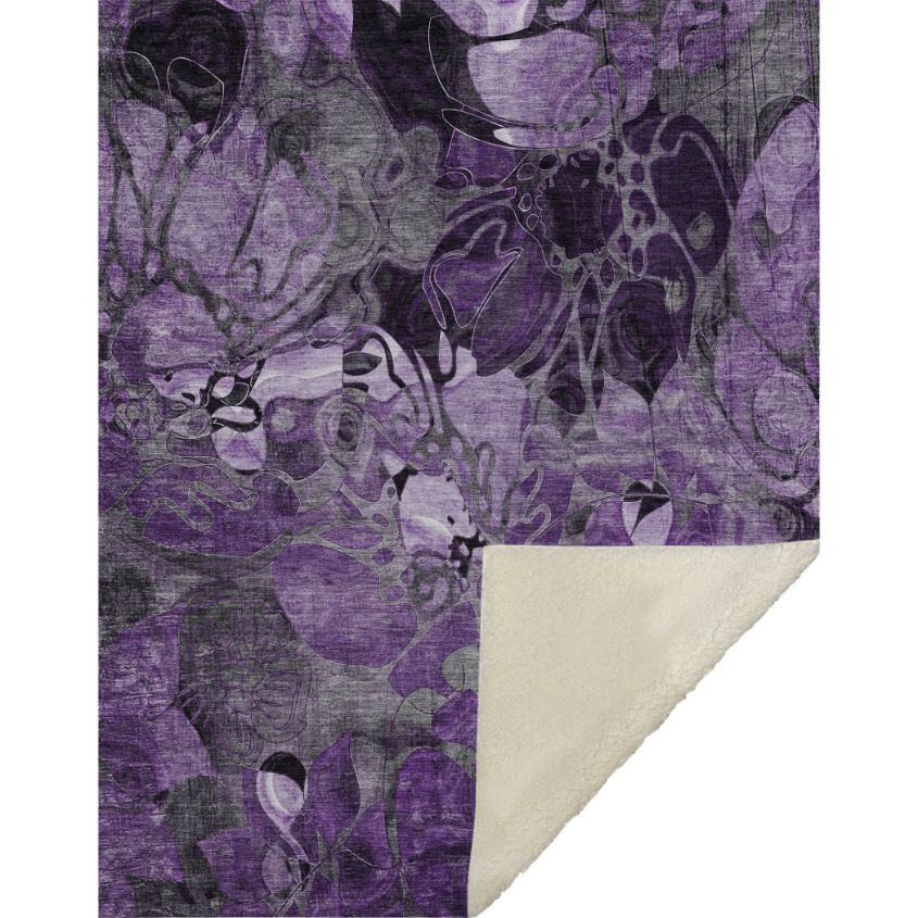 Floral Purple Washable Indoor-Outdoor Rug