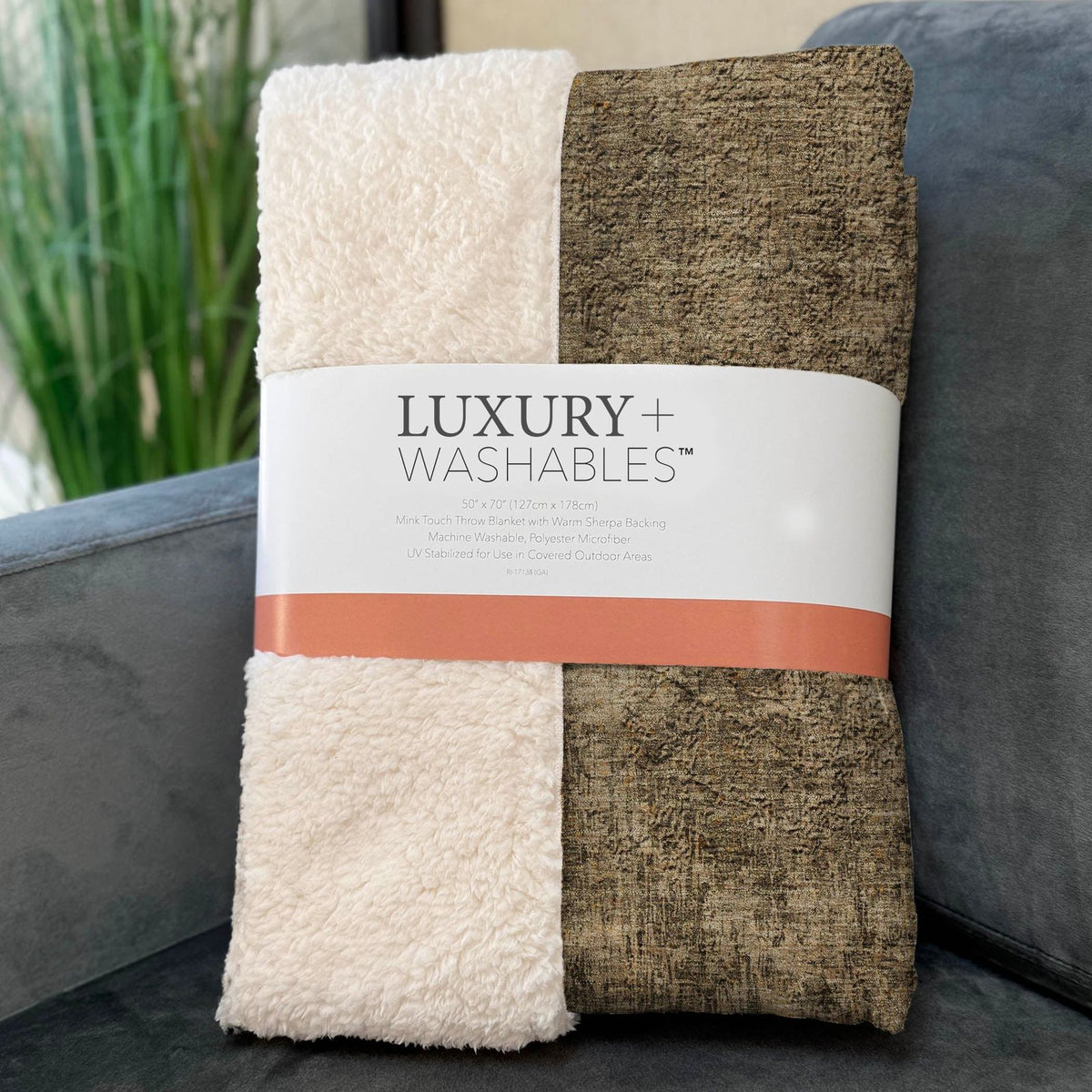 Faded Rhythm Brown Washable Indoor-Outdoor Rug