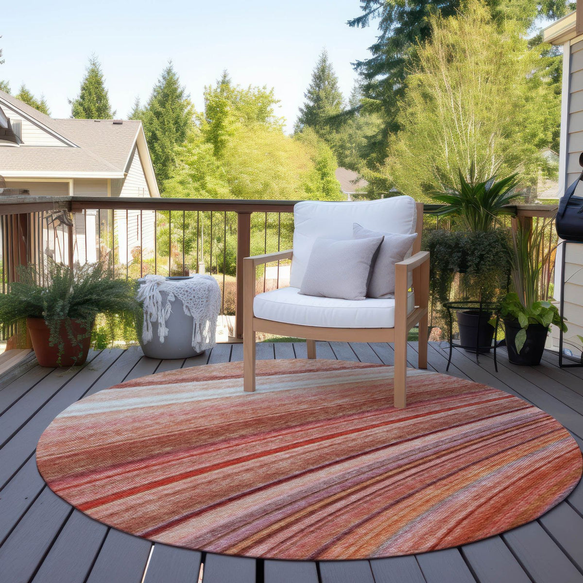 Waves Terracotta Washable Indoor-Outdoor Rug -- view 3