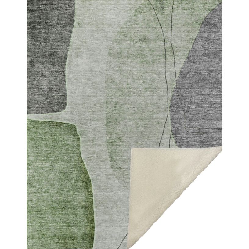 Modern Green Washable Indoor-Outdoor Rug