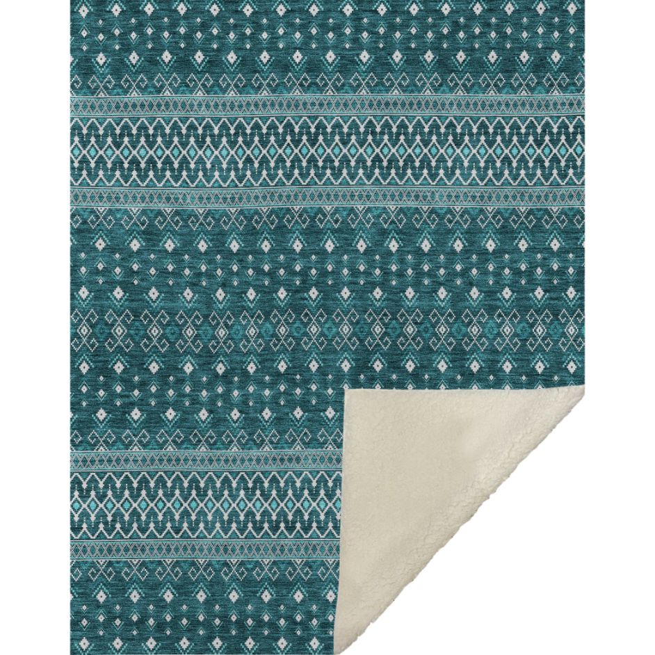Lazy Rivers Teal Washable Indoor-Outdoor Rug