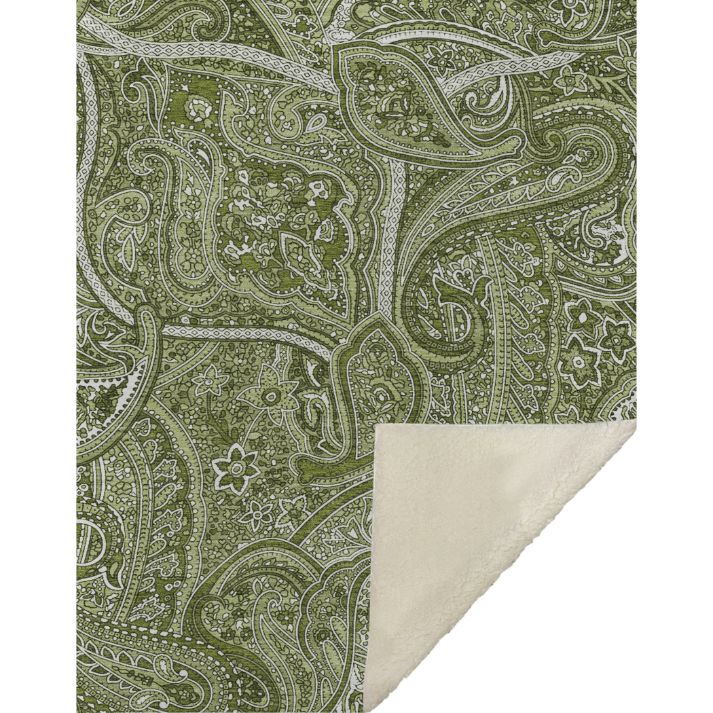 Woven Blocks Green Washable Indoor-Outdoor Rug