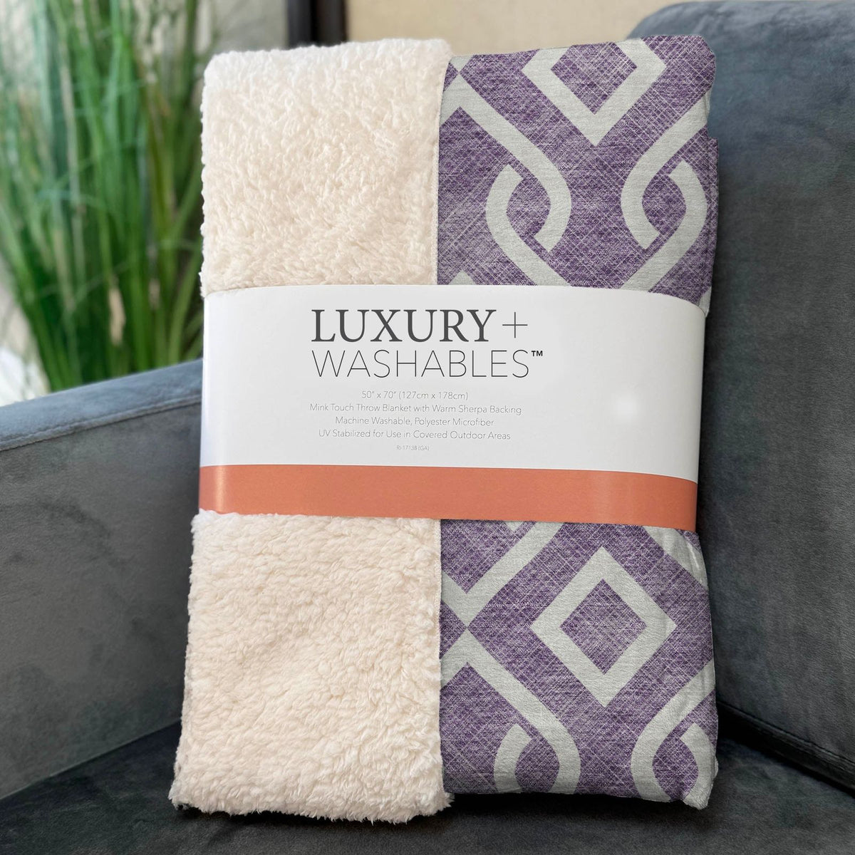 Offset Stripes Purple Washable Indoor-Outdoor Rug
