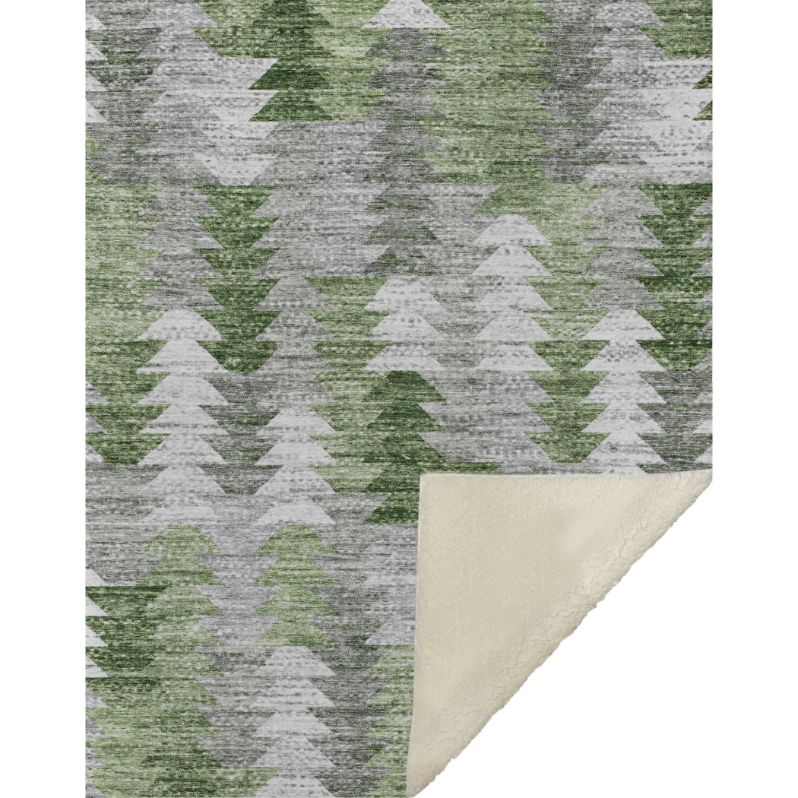 Angled Checks Green Washable Indoor-Outdoor Rug