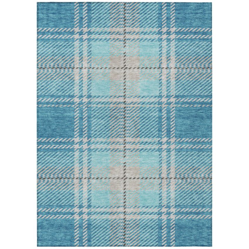 Spiral Whispers Teal Washable Indoor-Outdoor Rug