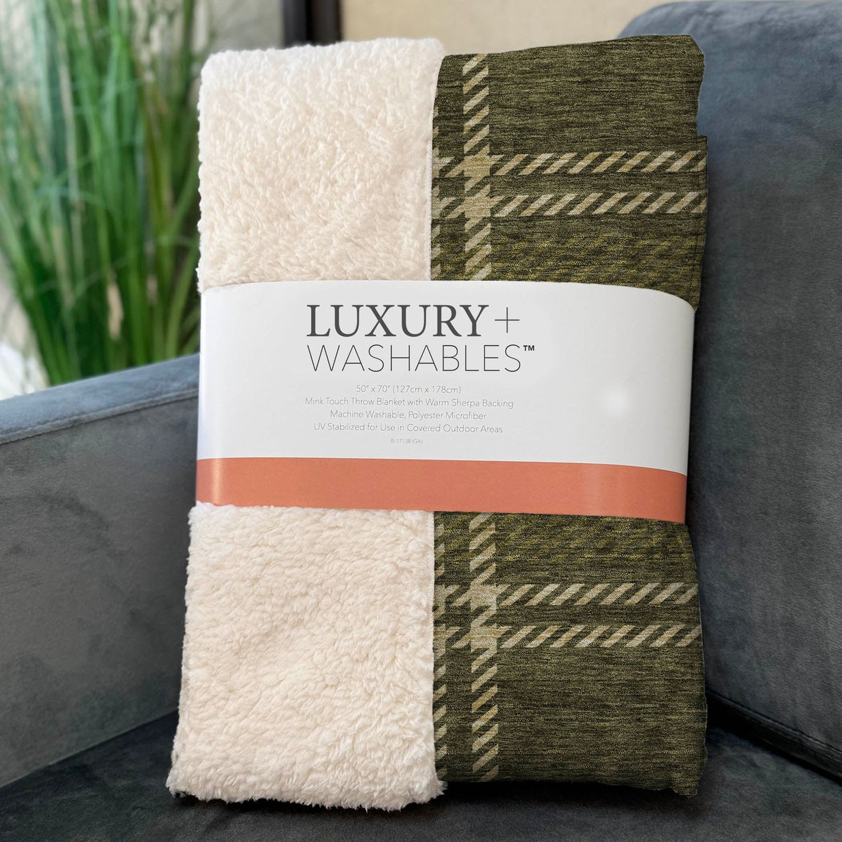 Spiral Whispers Olive Washable Indoor-Outdoor Rug