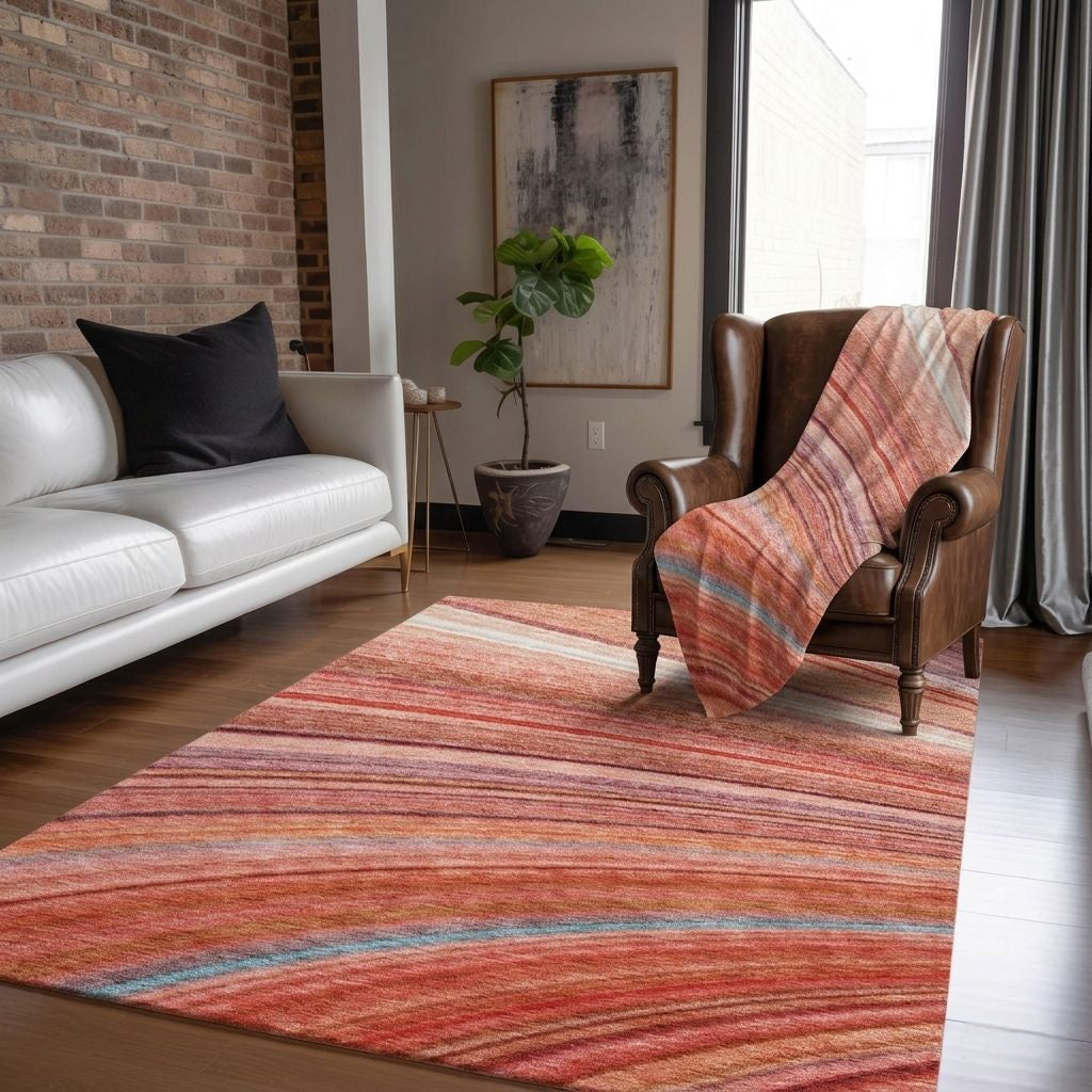 Waves Terracotta Indoor-Outdoor with Matching Throw -- terracotta