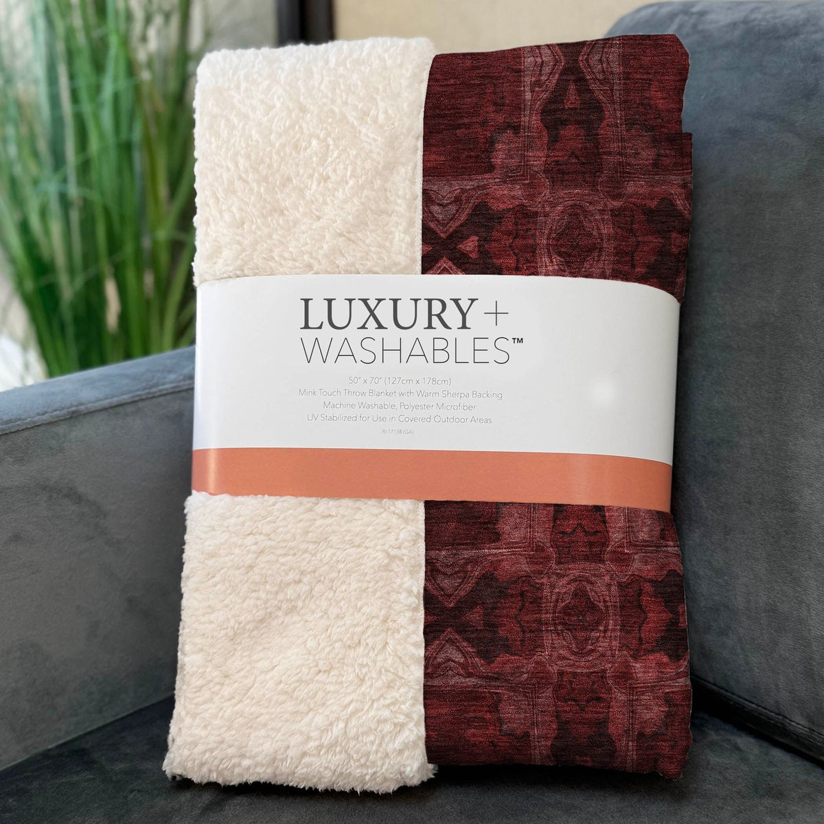 Panel Red Washable Indoor-Outdoor Rug