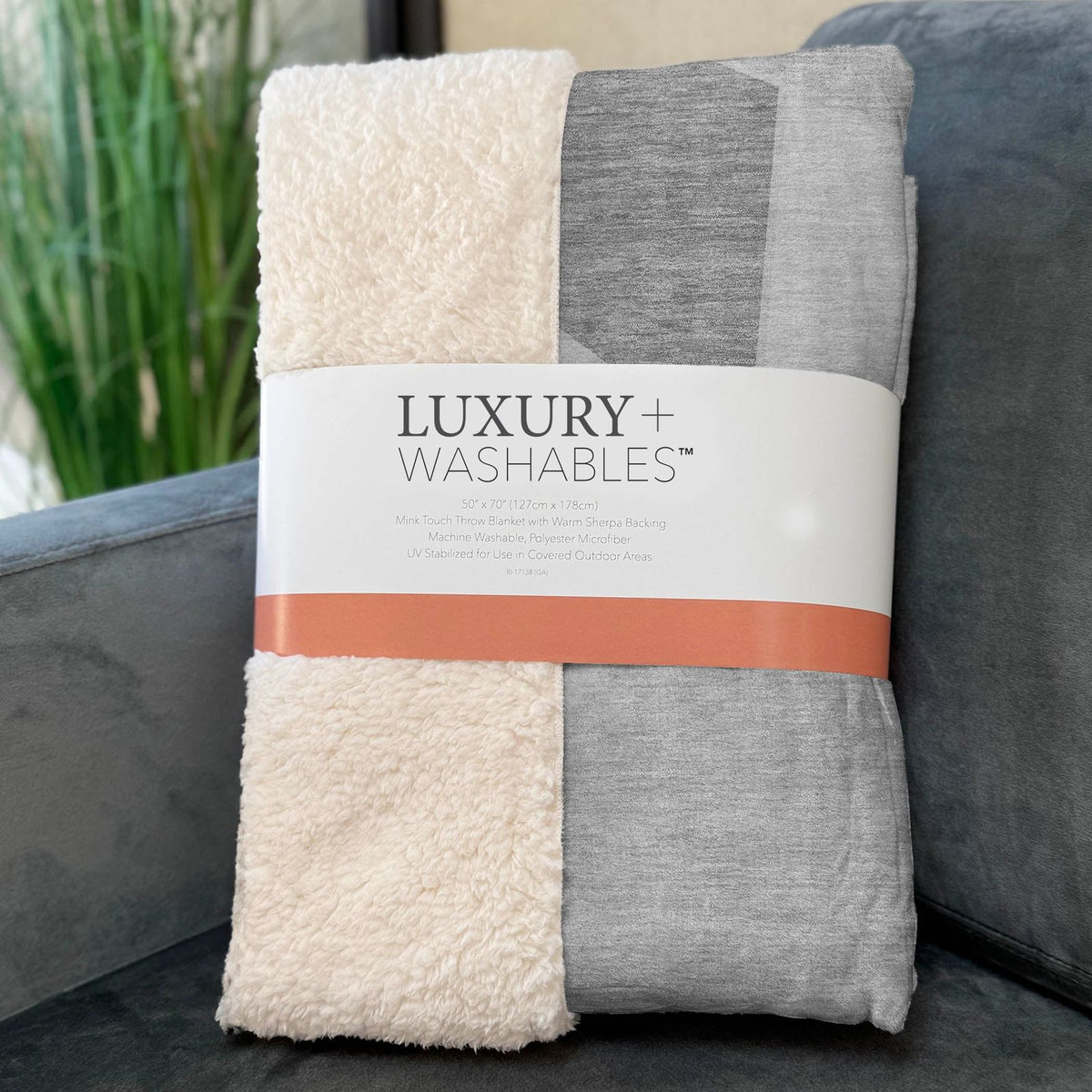 Gentle Waves Grey Washable Indoor-Outdoor Rug