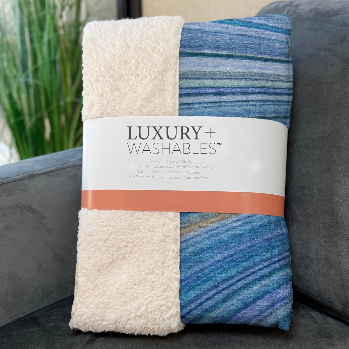 Waves Blue Washable Indoor-Outdoor Rug