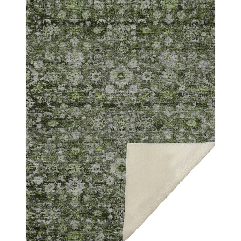 Ocean Ripples Green Washable Indoor-Outdoor Rug