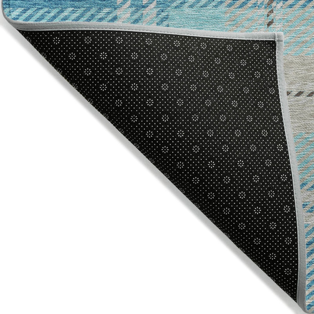 Spiral Whispers Teal Washable Indoor-Outdoor Rug