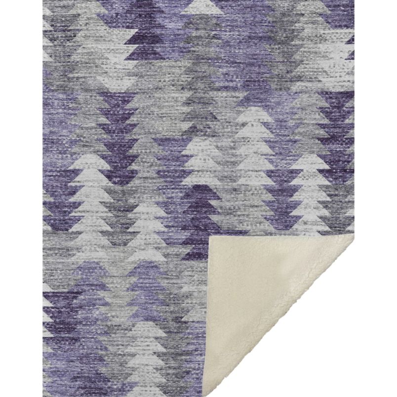 Angled Checks Purple Washable Indoor-Outdoor Rug