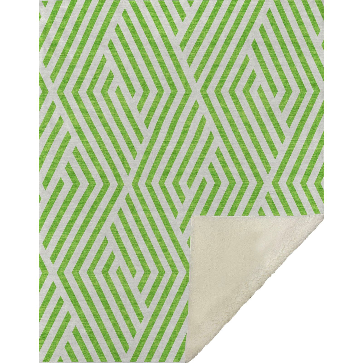 Geometric Green Washable Indoor-Outdoor Rug