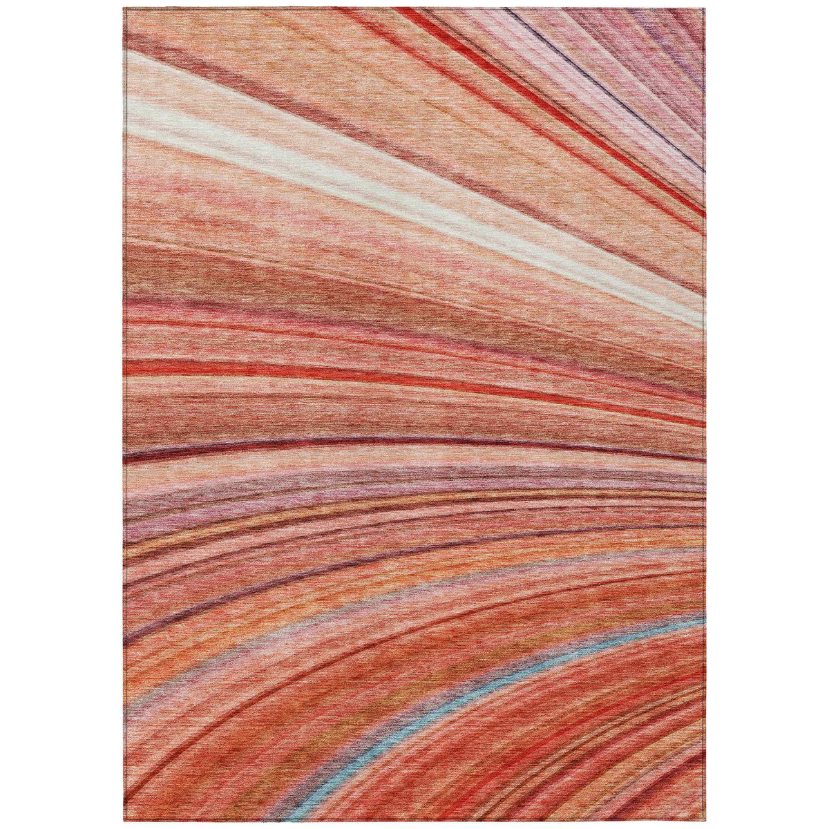 Waves Terracotta Washable Indoor-Outdoor Rug -- view 4