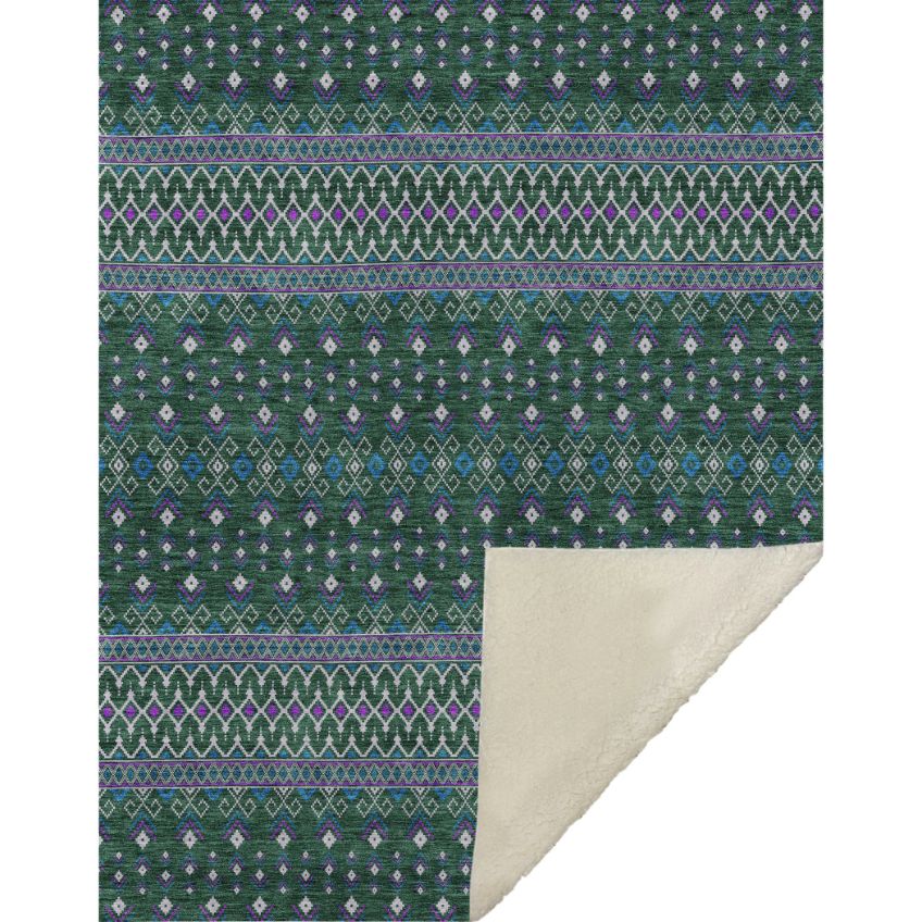 Lazy Rivers Green Washable Indoor-Outdoor Rug