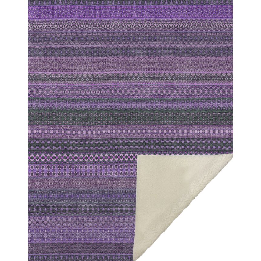Stripes Purple Washable Indoor-Outdoor Rug